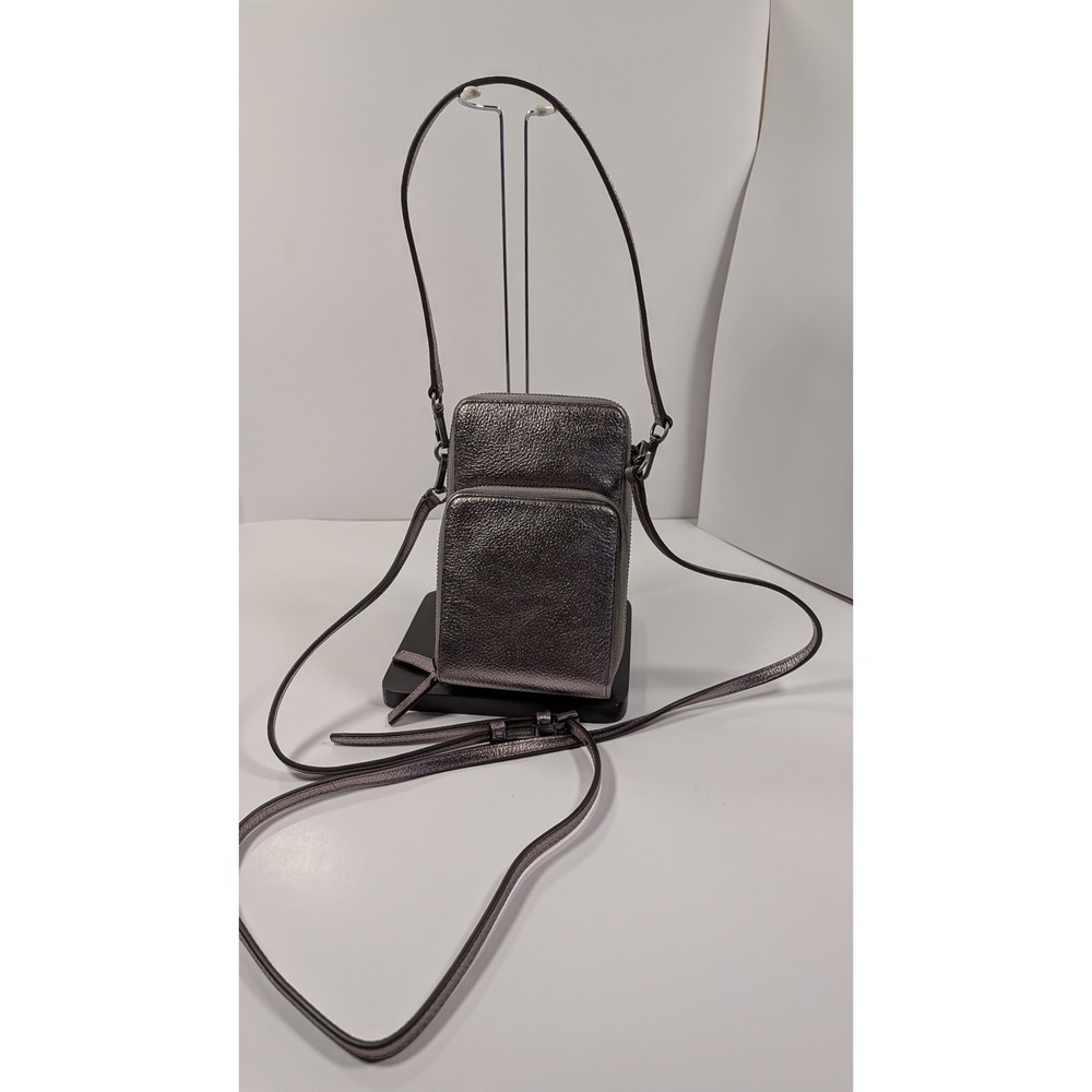 Metallic Gunmetal Leather Crossbody JJill